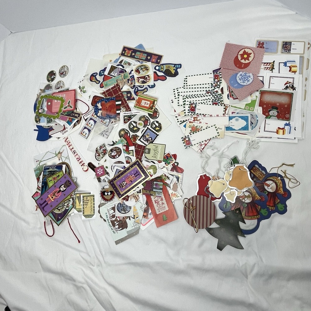 Vintage Christmas Stickers & Holiday To / From Gift Tags Lot Scrap-booking 400 +